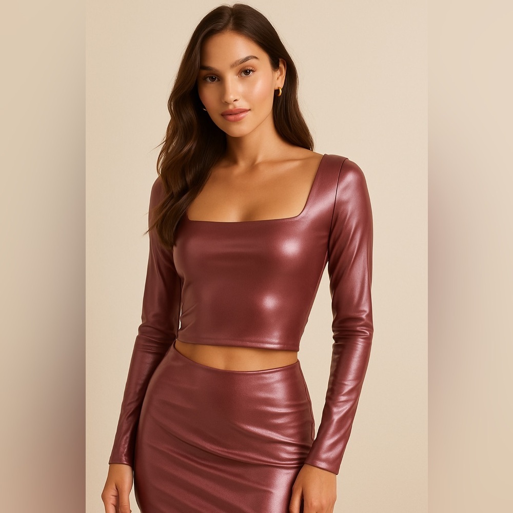 Babaton Metallic Mauve Long Sleeve Blouse